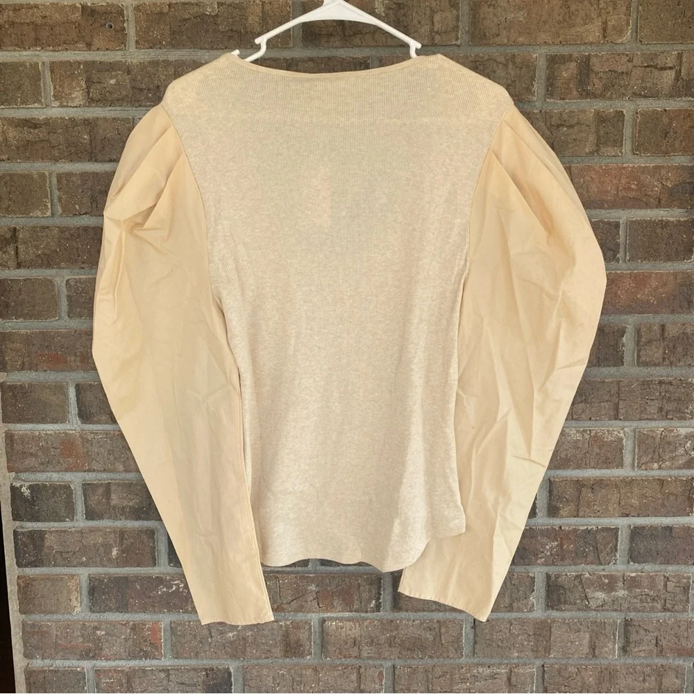 Ulla Johnson Cream Oatmeal Puff Sleeve Top XL NWT